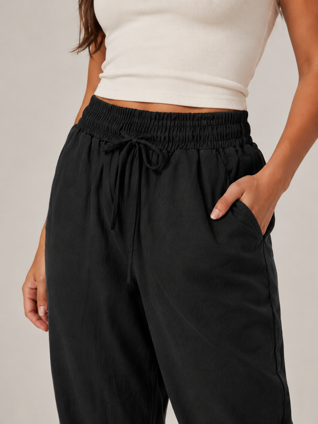 Halle | Wide Leg Culotte Trousers with Elastic Waist