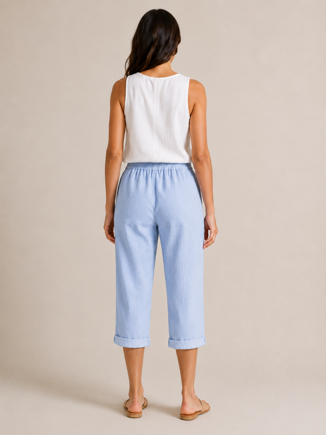 Halle | Wide Leg Culotte Trousers with Elastic Waist