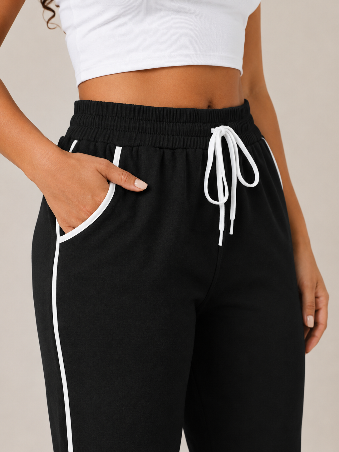 Kennedy | Contrast-Trim Capri Active Pants