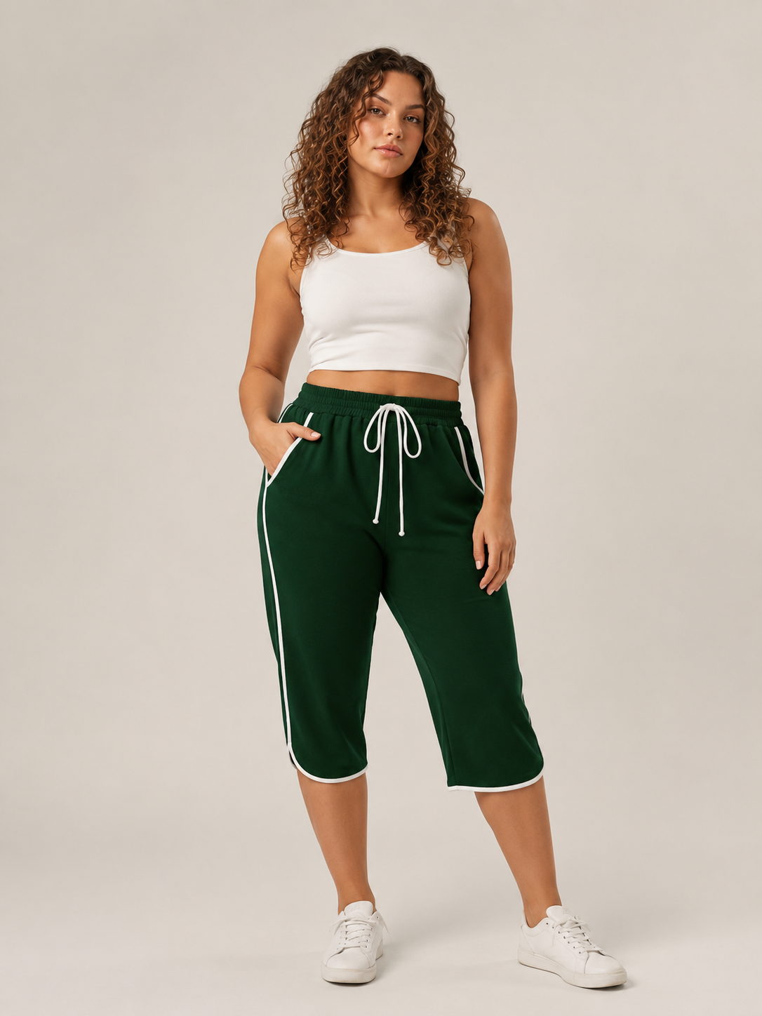 Kennedy | Contrast-Trim Capri Active Pants