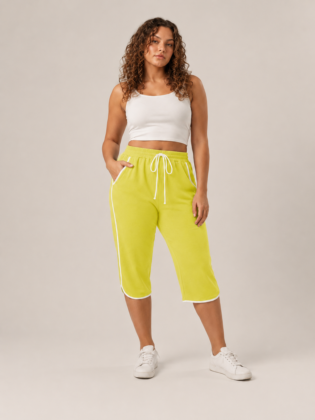 Kennedy | Contrast-Trim Capri Active Pants