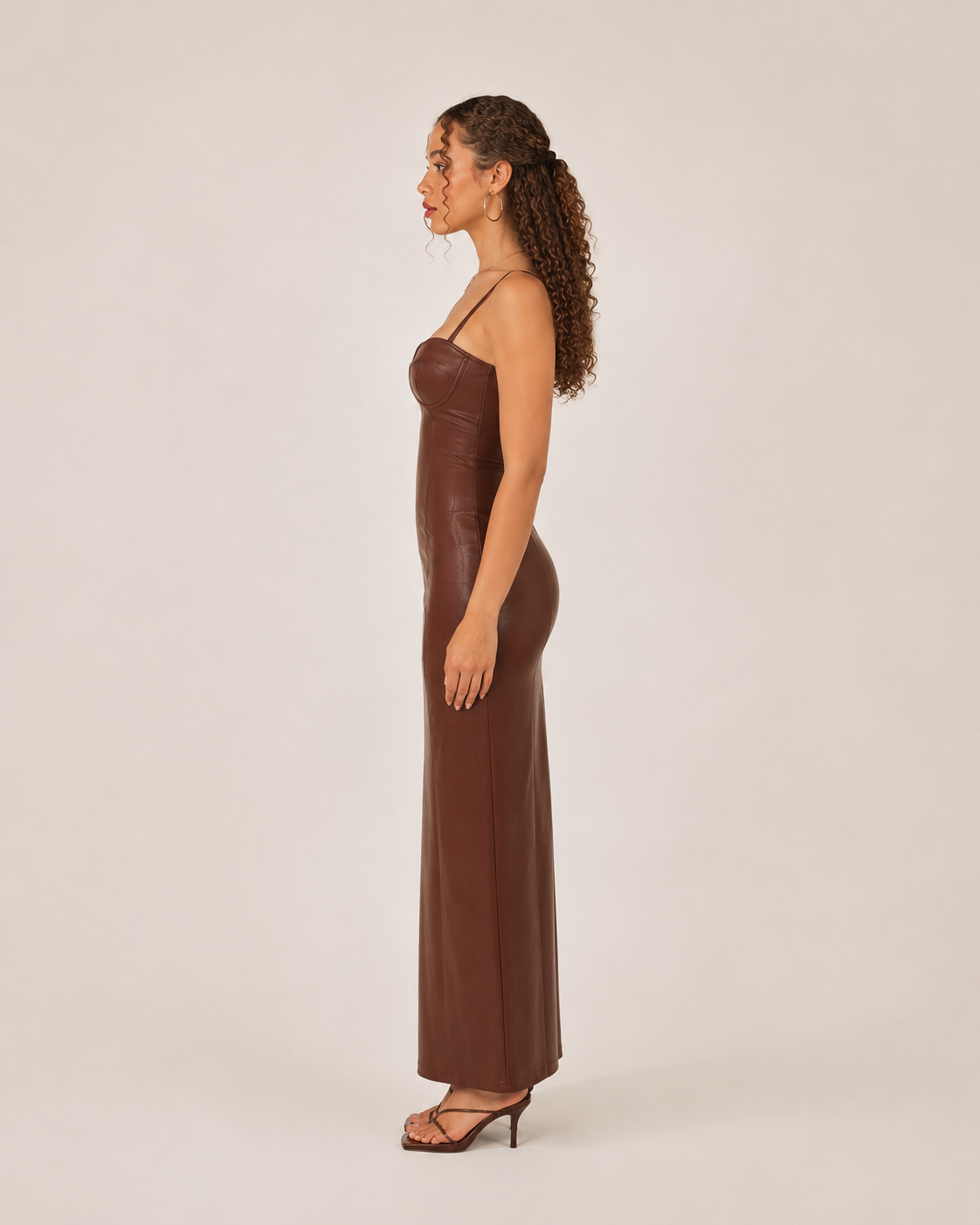 Colette | Corset Faux Leather Maxi Dress