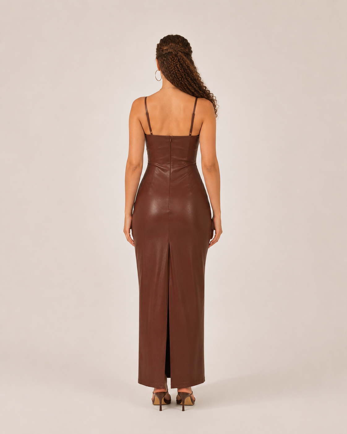 Colette | Corset Faux Leather Maxi Dress