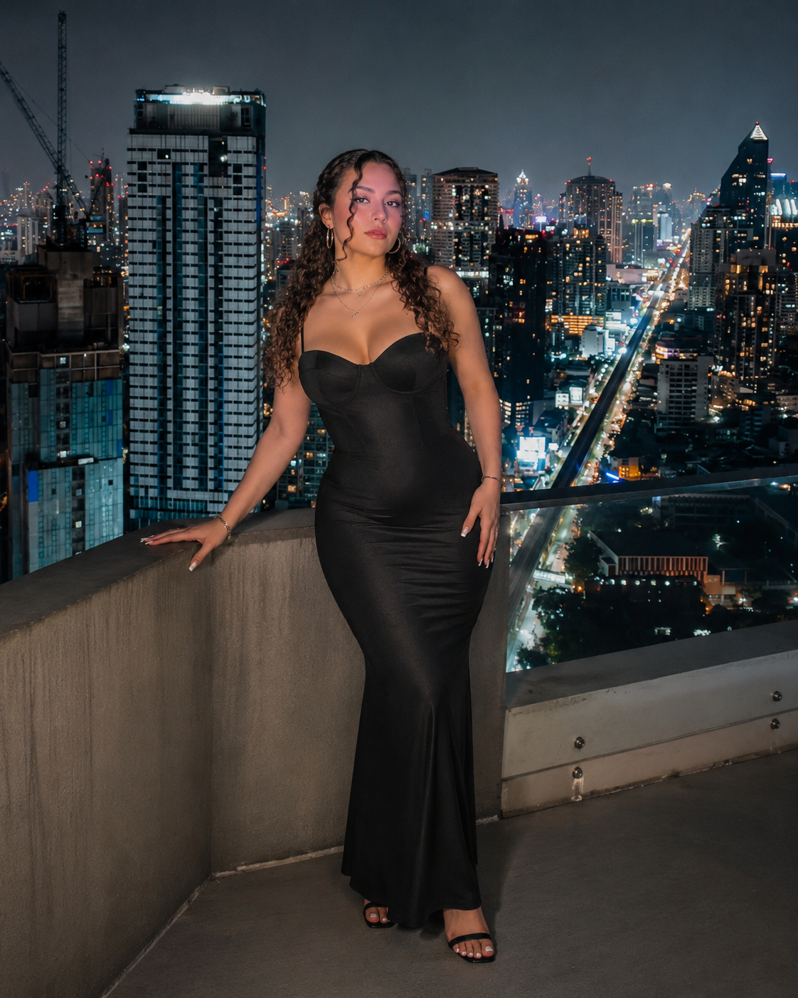 Colette | Corset Faux Leather Maxi Dress