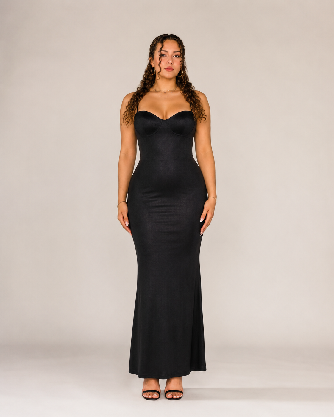 Colette | Corset Faux Leather Maxi Dress