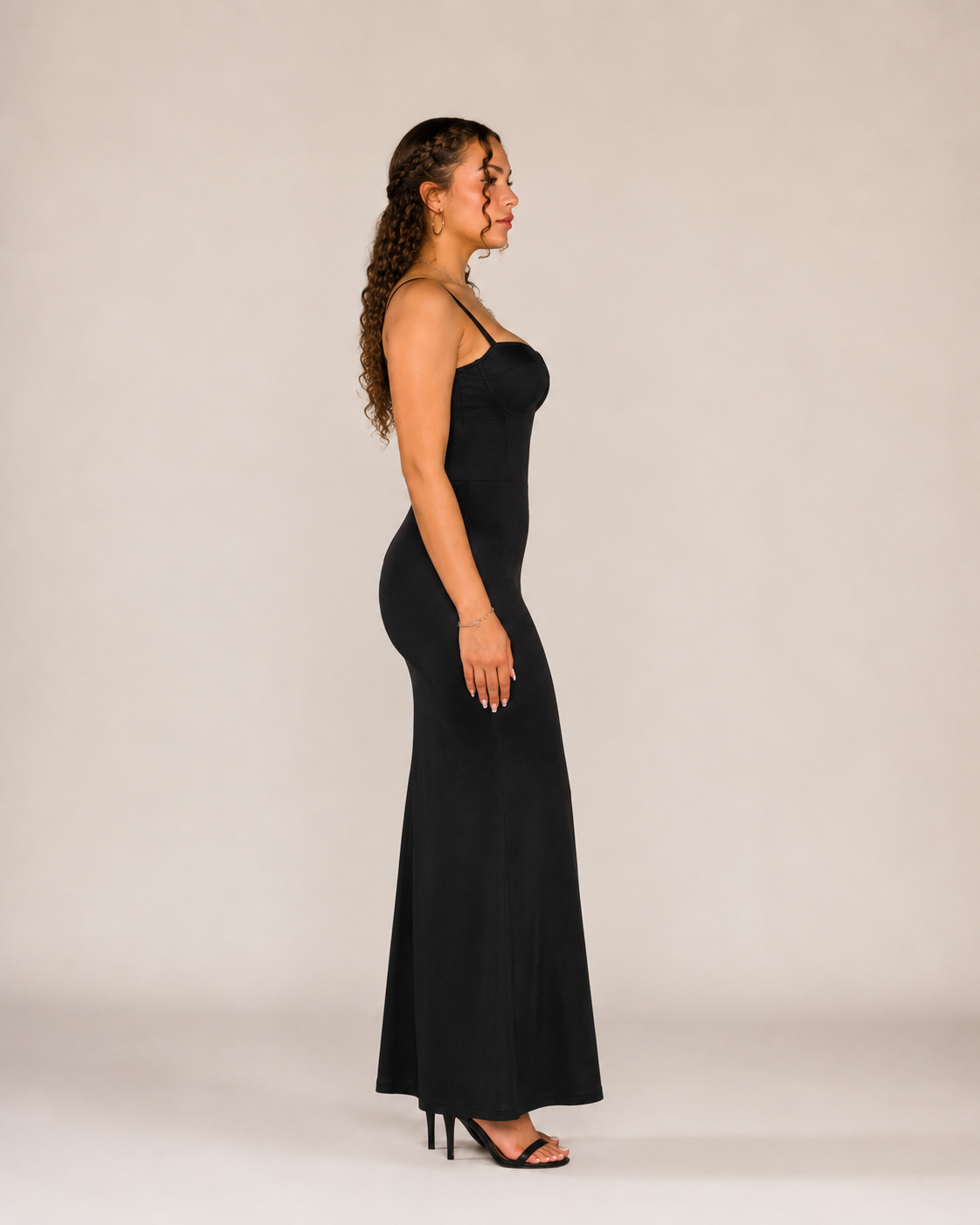 Colette | Corset Faux Leather Maxi Dress