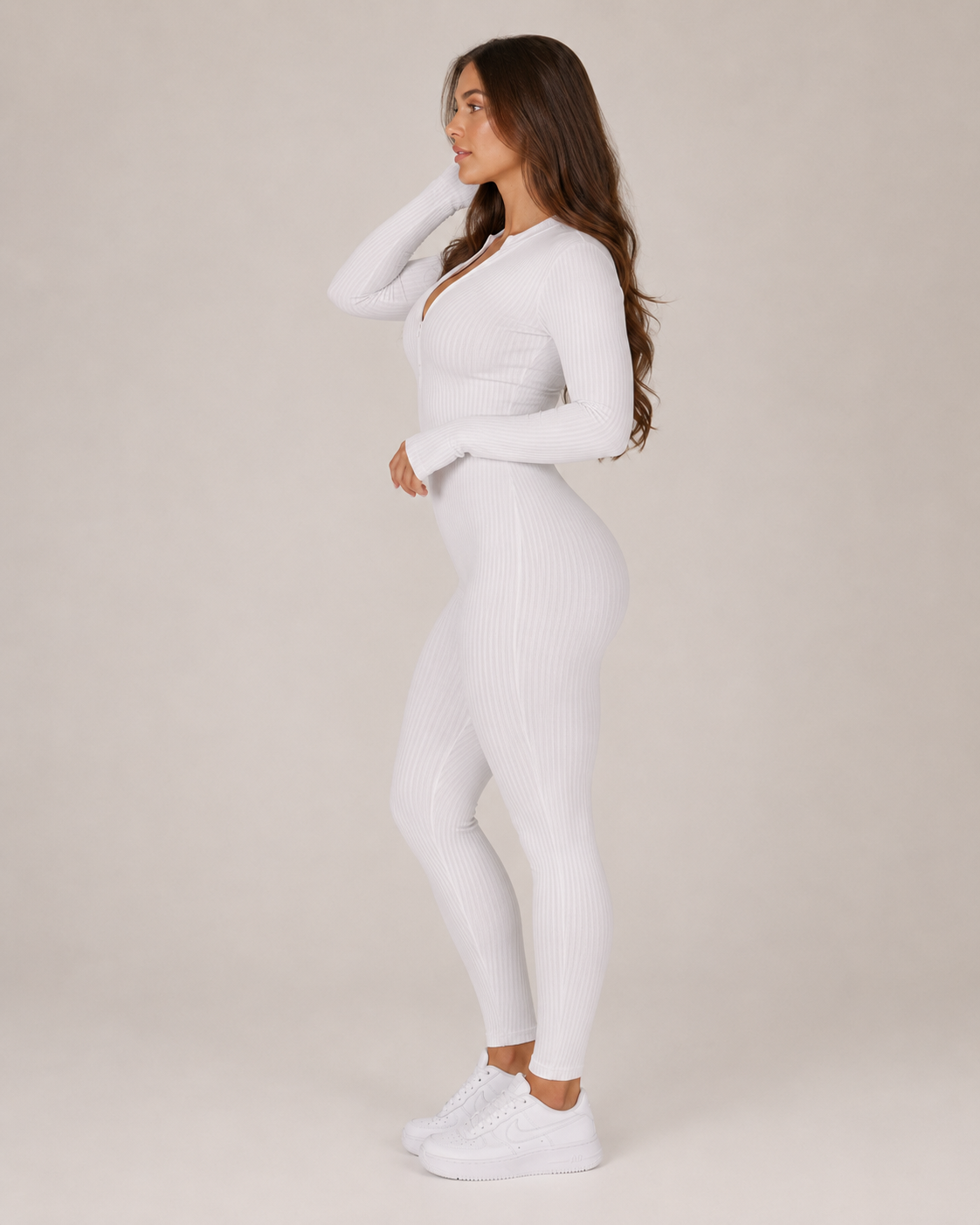 Isolde | Ankle-Length Ribbed Thumb-Hole Sports Jumpsuit