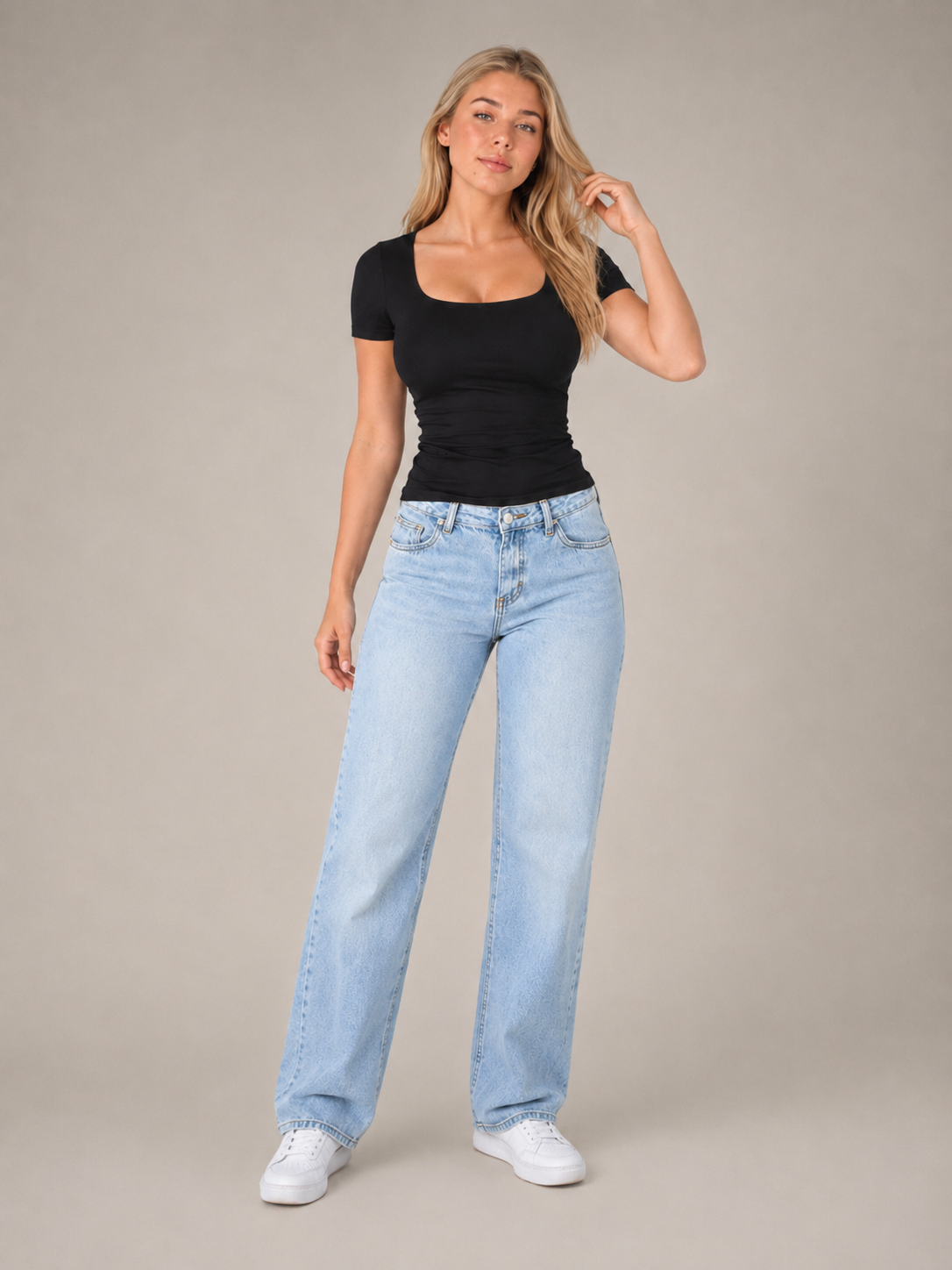 Emerson | Wide U-Neck Cropped T-Shirt