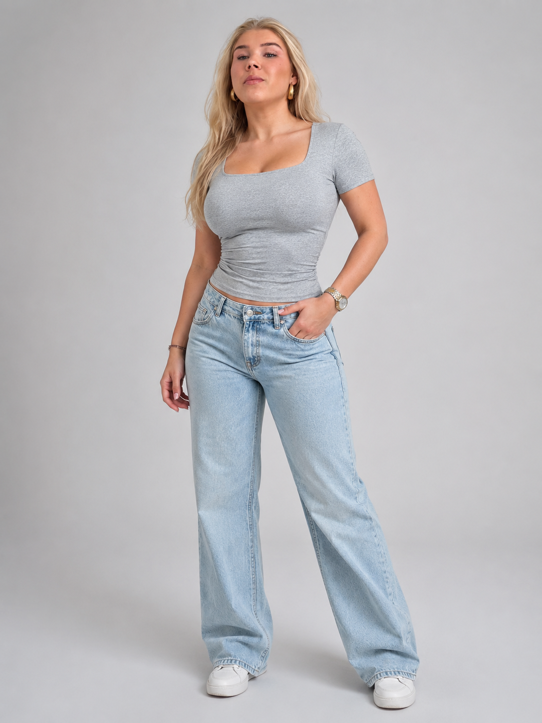 Emerson | Wide U-Neck Cropped T-Shirt