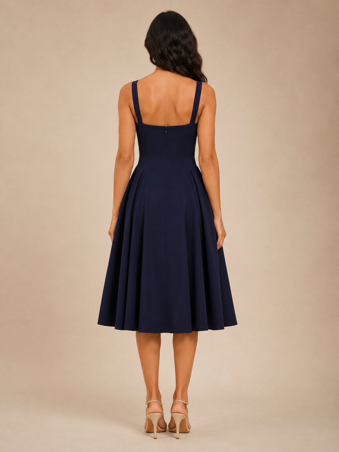 Ines | Square Neck Flared Midi Dress