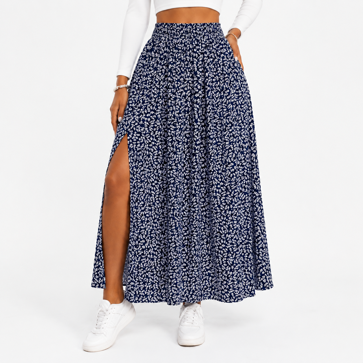 Della | Ditsy Floral Print Maxi Skirt