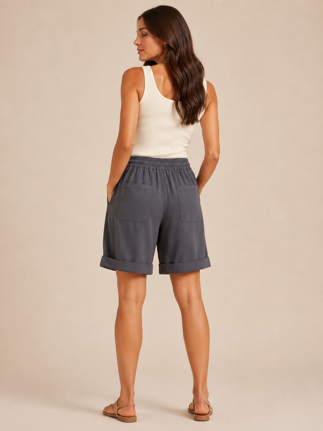 Mariana | Wide-Leg Elastic Waist Cotton Shorts