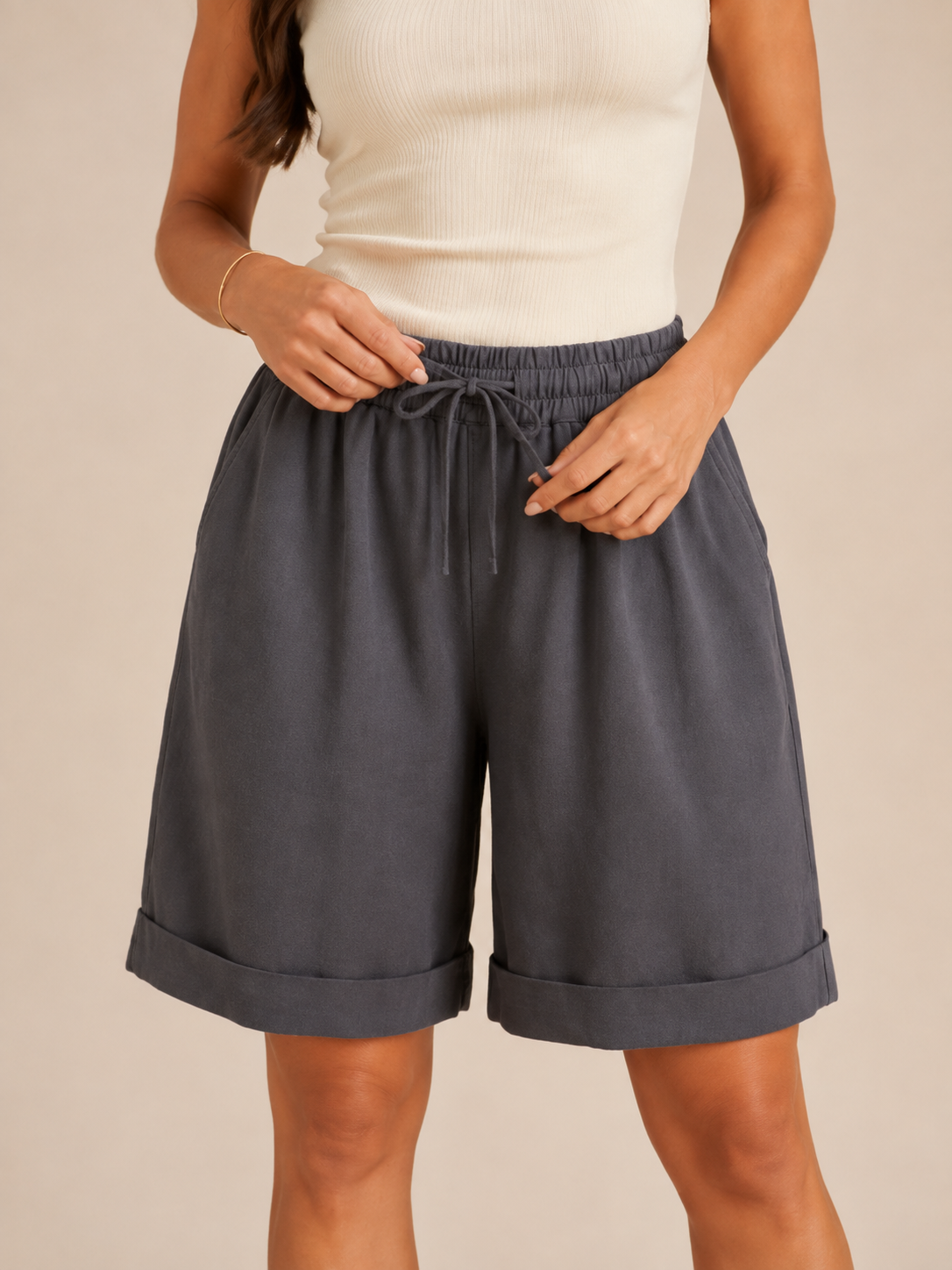 Mariana | Wide-Leg Elastic Waist Cotton Shorts