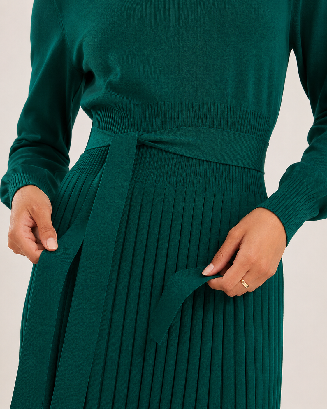 Paloma | Long Sleeve Pleated Midi Dress