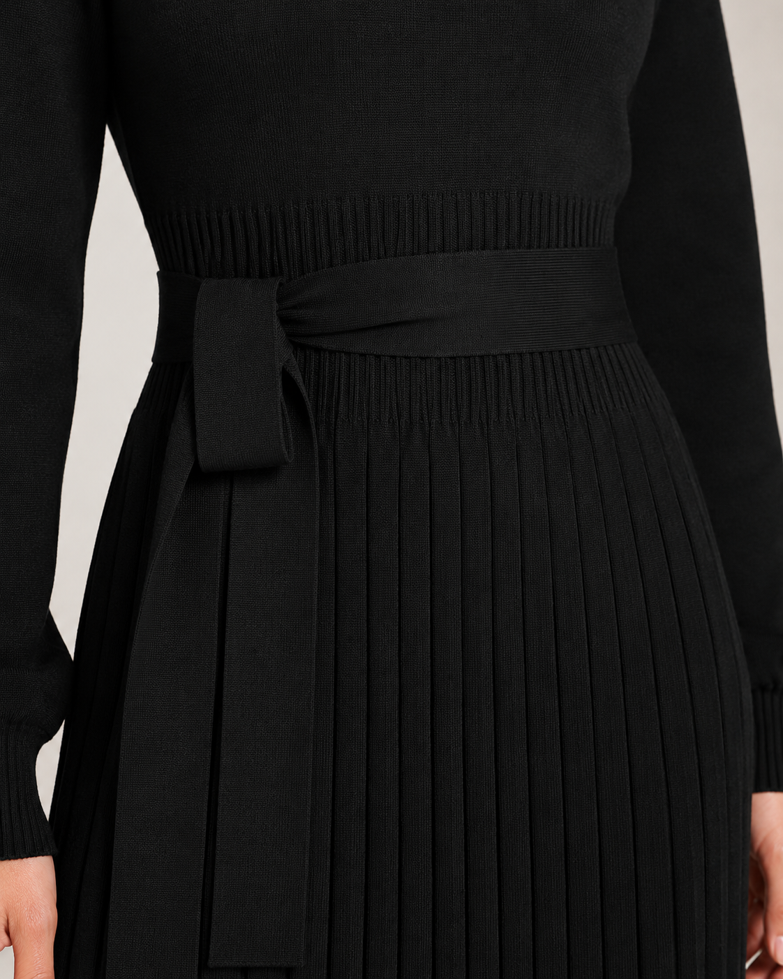 Paloma | Long Sleeve Pleated Midi Dress