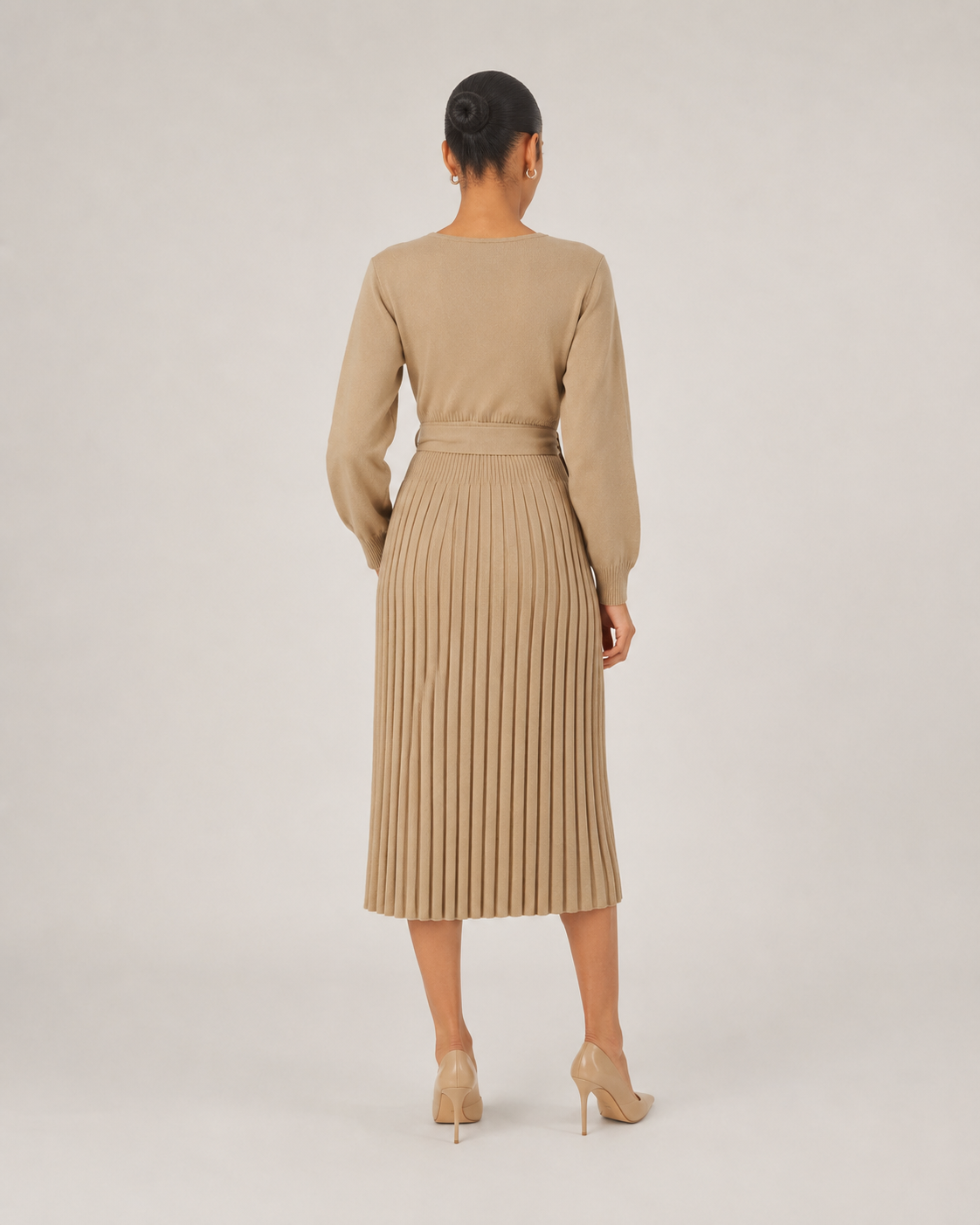 Paloma | Long Sleeve Pleated Midi Dress