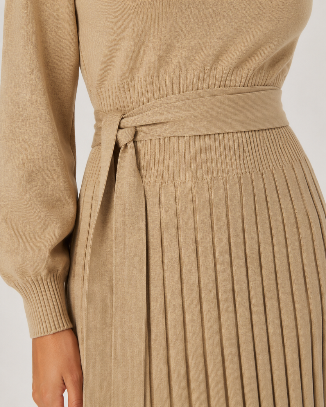 Paloma | Long Sleeve Pleated Midi Dress