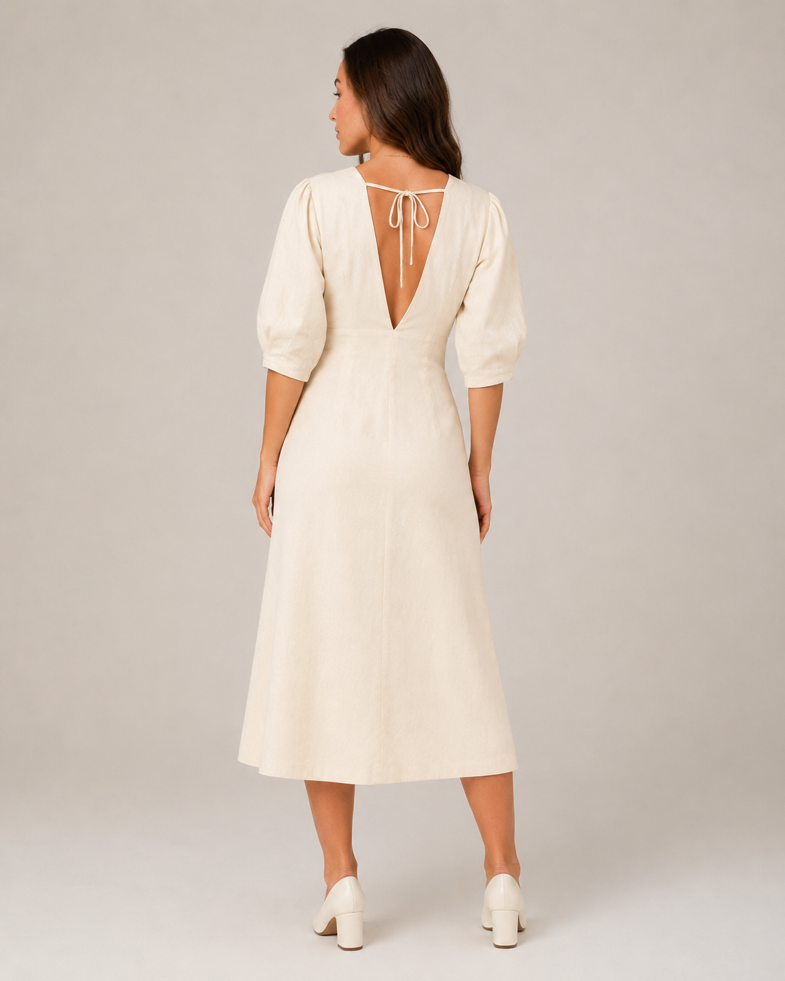 Peyton | Button-Front V-Neck Midi Dress
