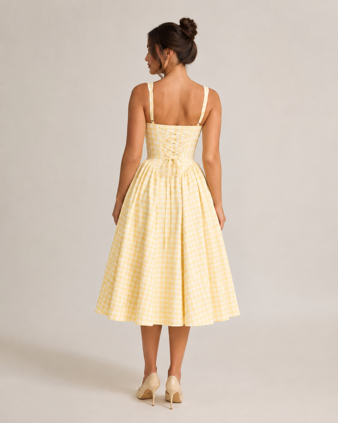 Sienna | Check Print Flared Midi Dress