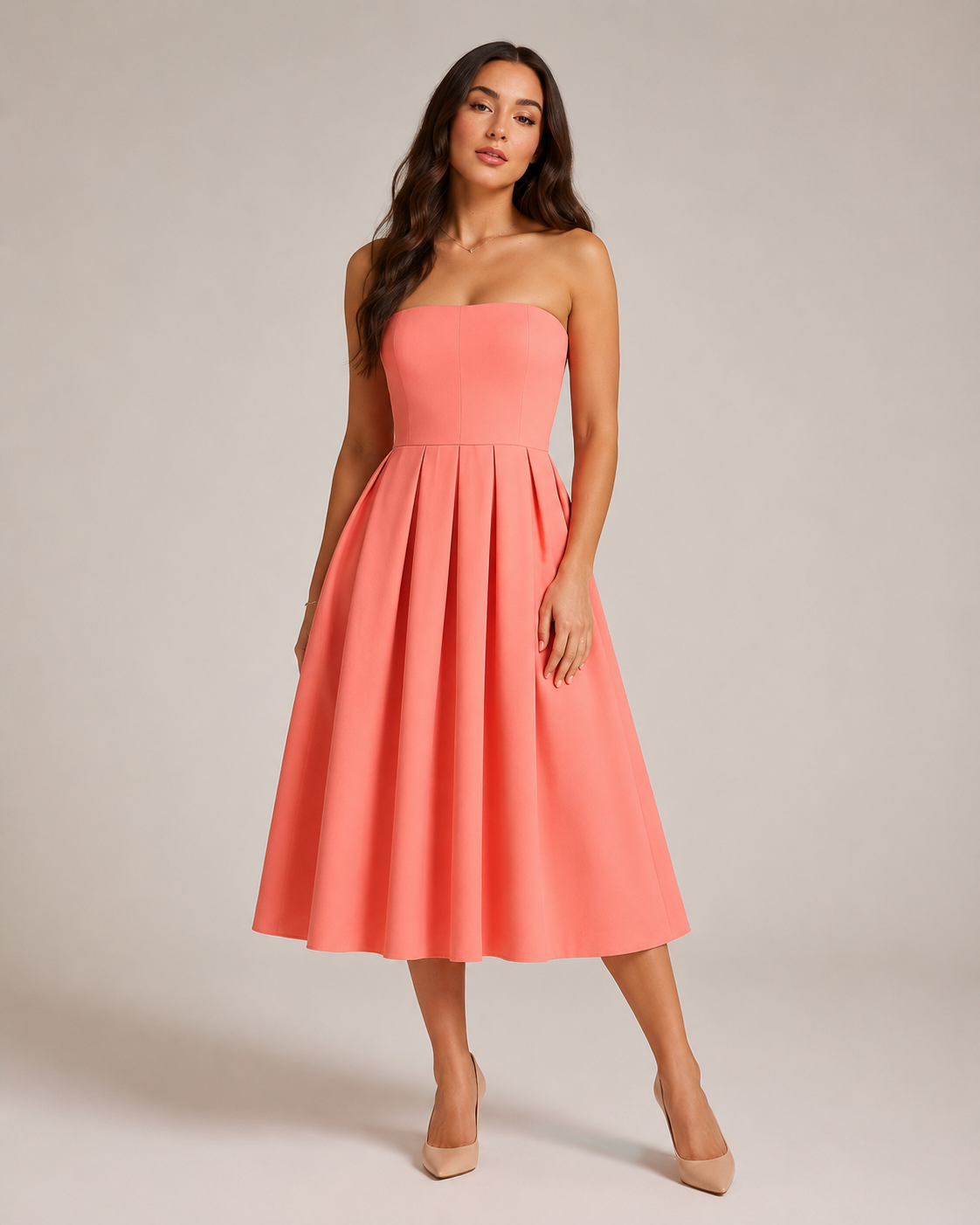 Layla | Strapless Flared Midi Dress