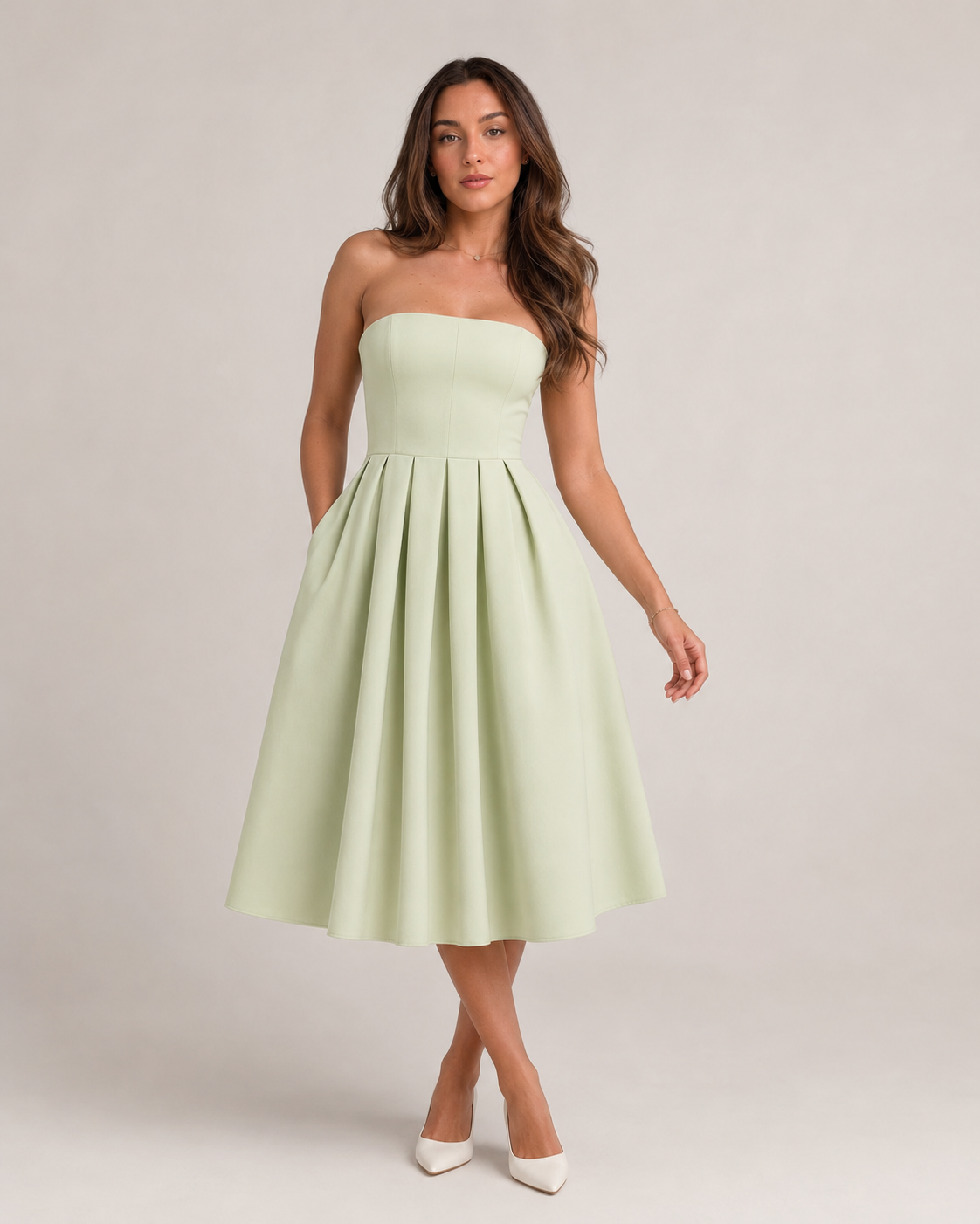Layla | Strapless Flared Midi Dress