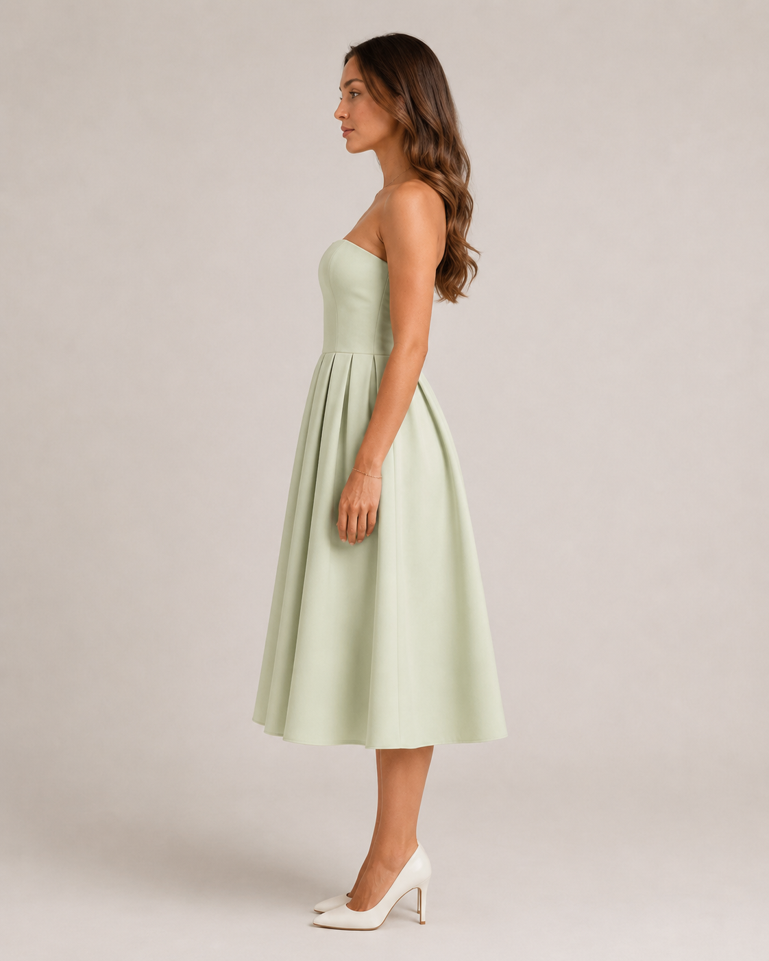 Layla | Strapless Flared Midi Dress