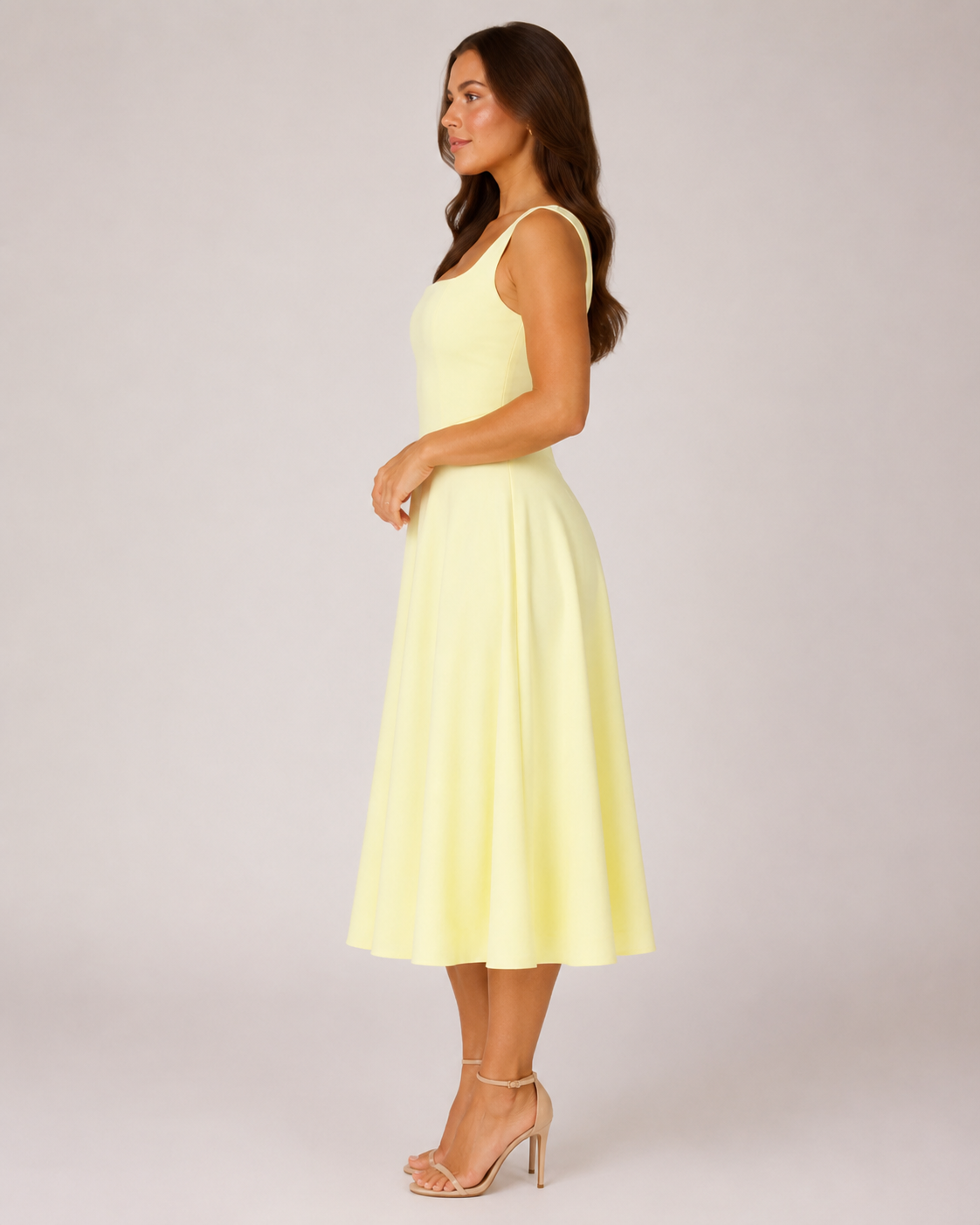 Adeline | Wide-Strap Flared Midi Dress
