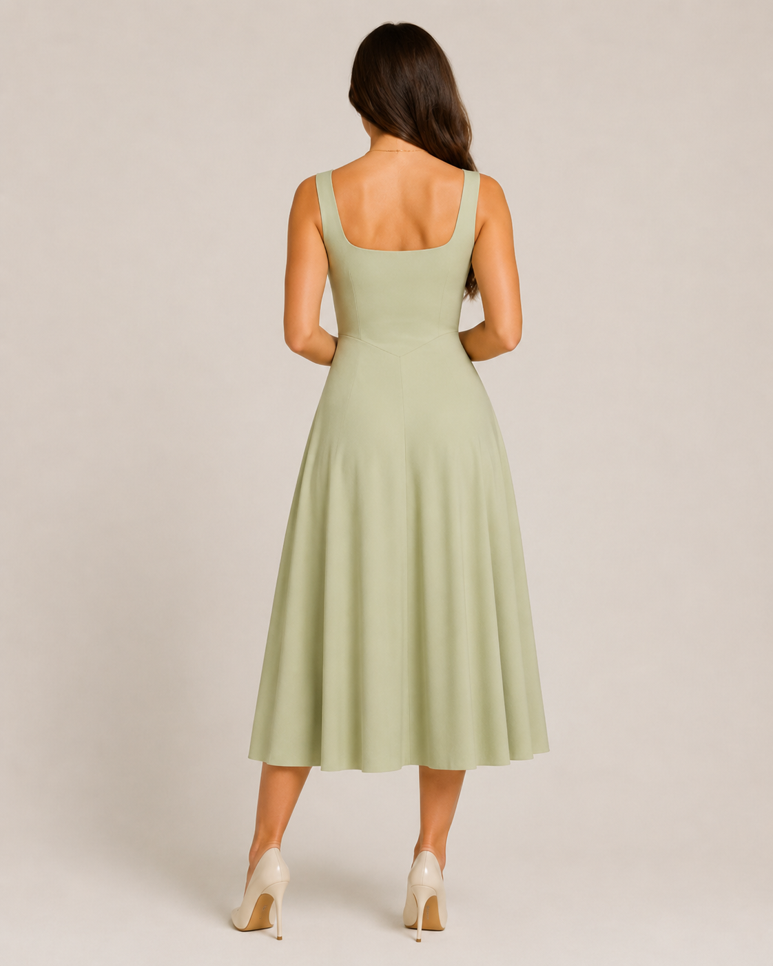 Adeline | Wide-Strap Flared Midi Dress