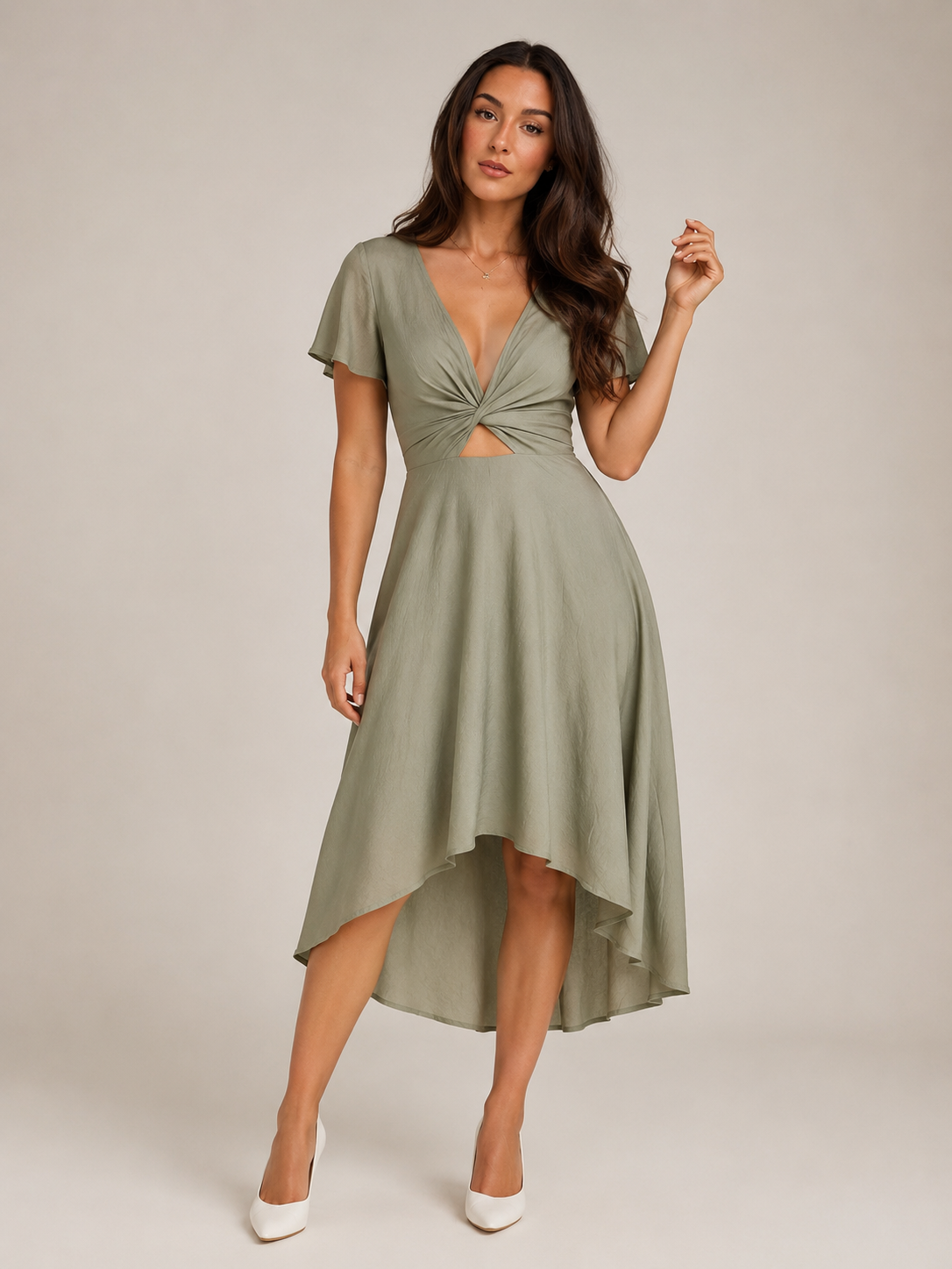 Paige | Wrap Asymmetric Hem Midi Dress