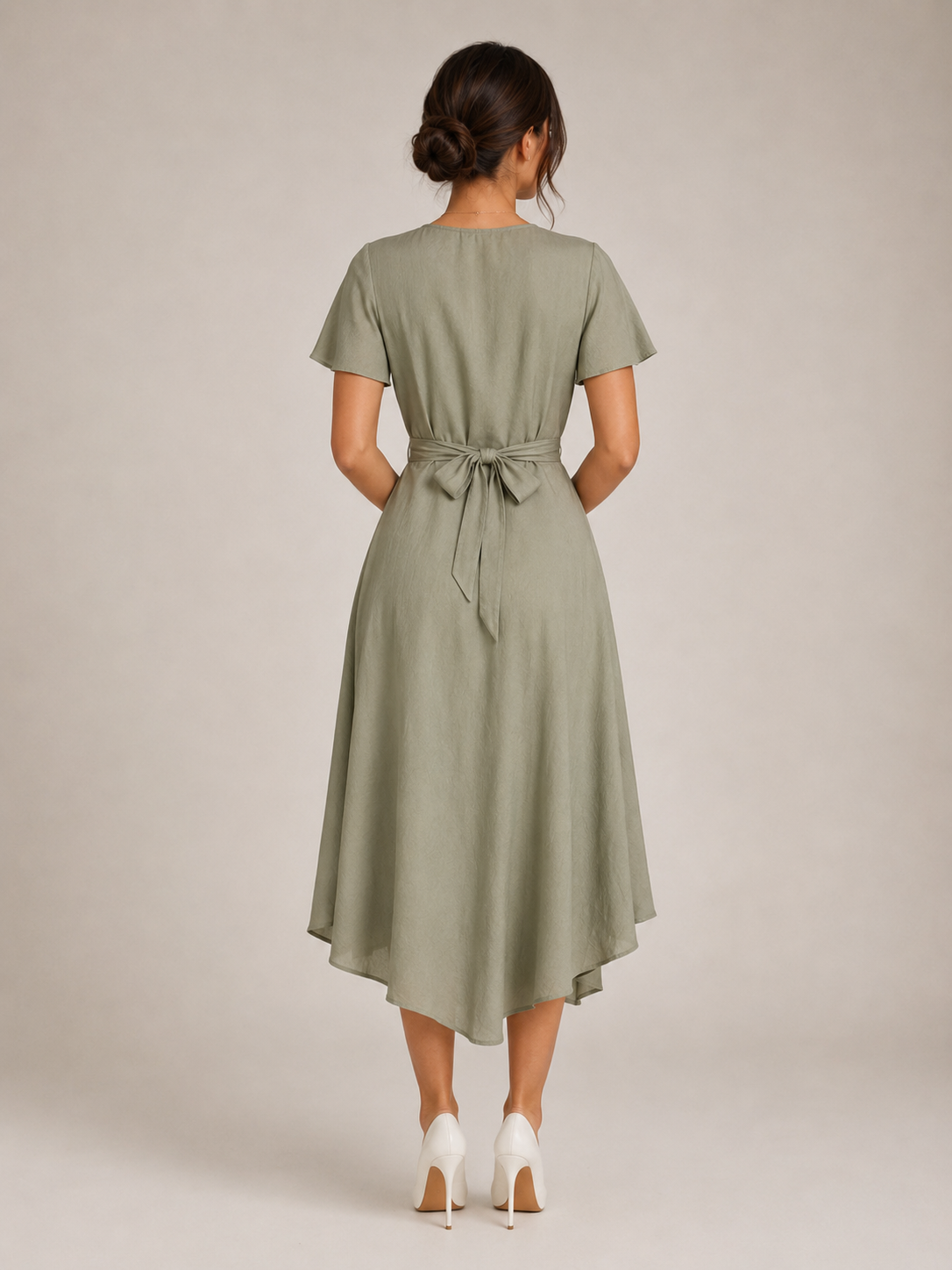 Paige | Wrap Asymmetric Hem Midi Dress