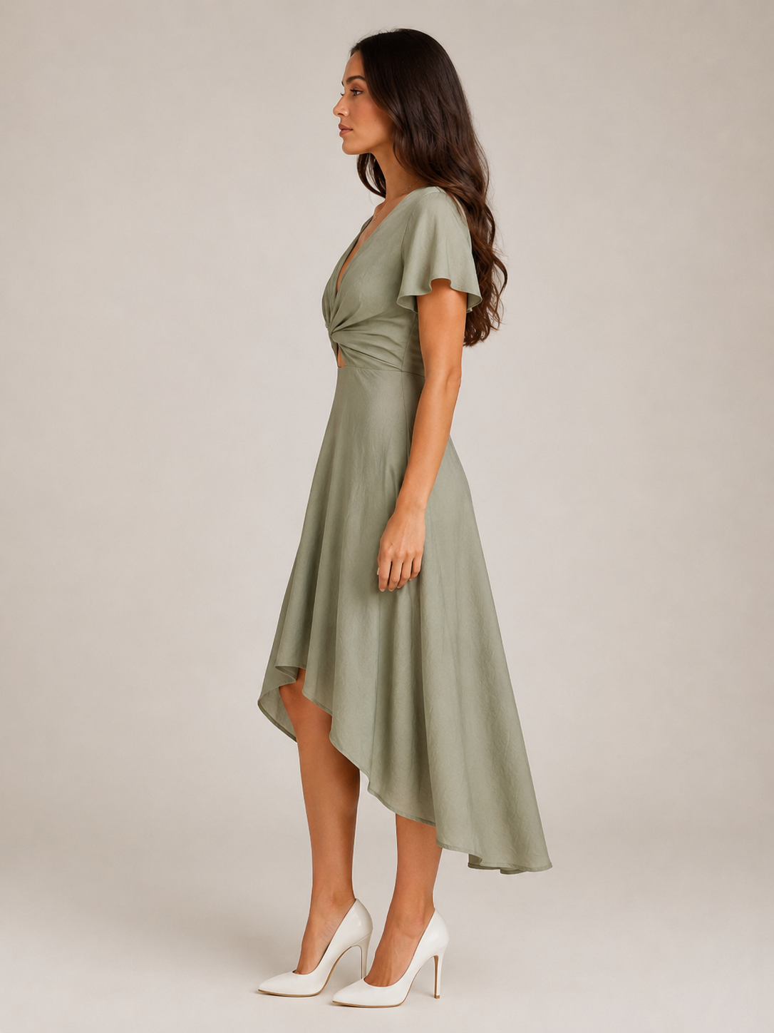Paige | Wrap Asymmetric Hem Midi Dress