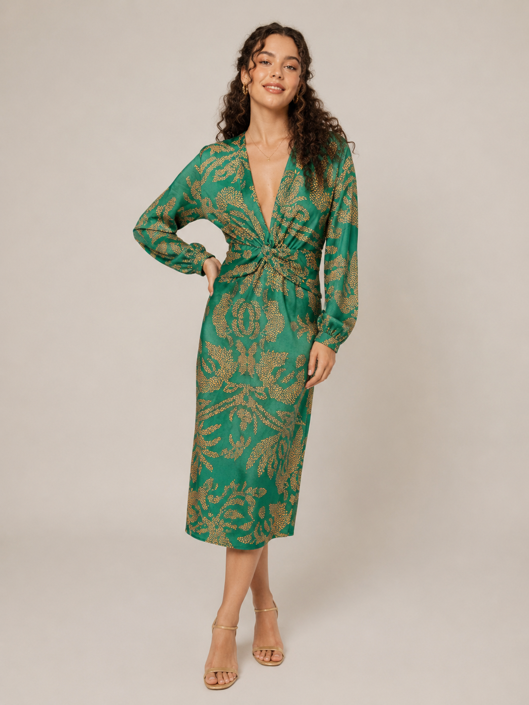 Saskia | Floral Print Button-Front Midi Dress