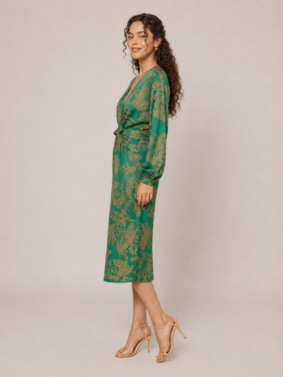Saskia | Floral Print Button-Front Midi Dress