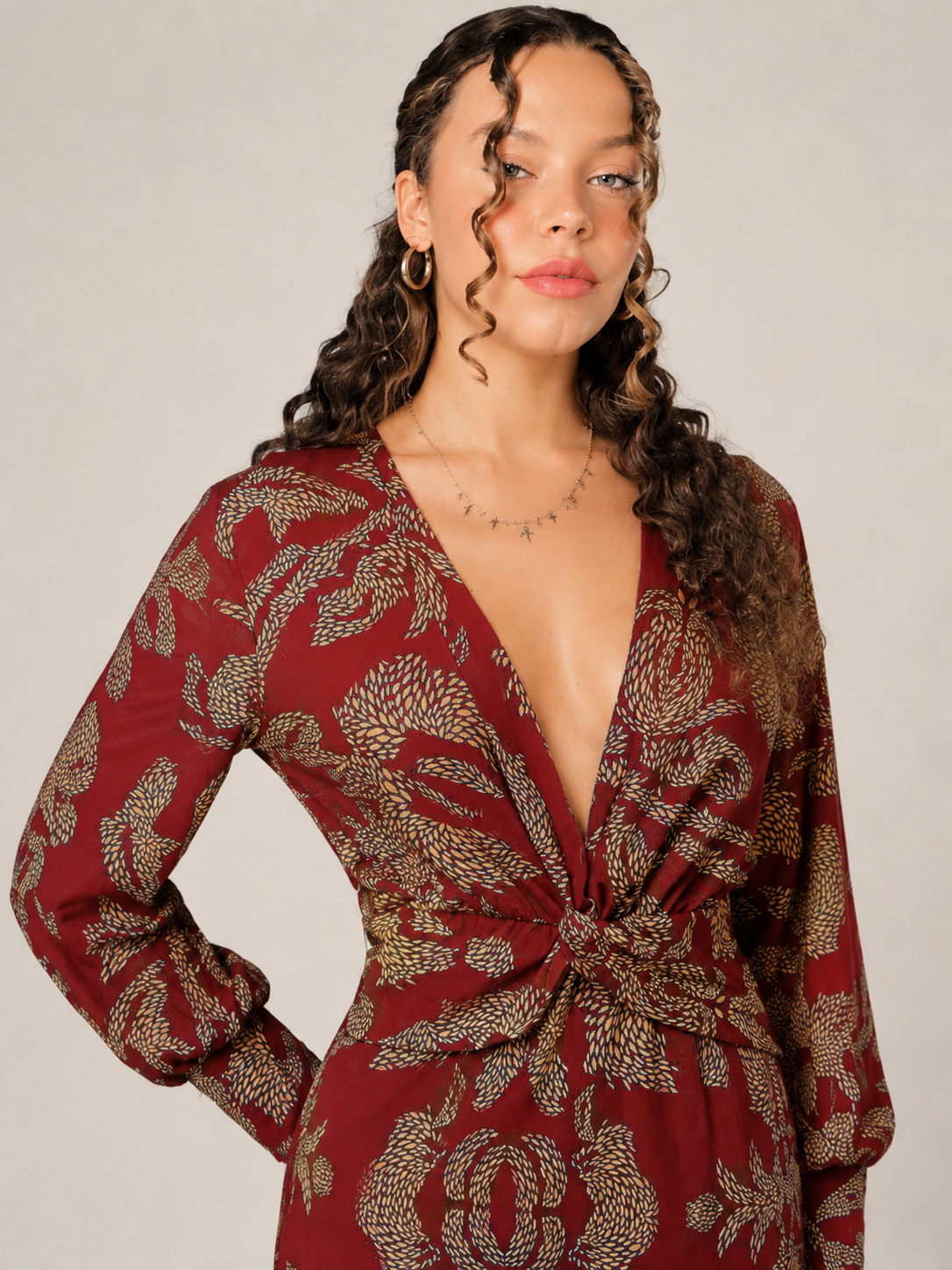 Saskia | Floral Print Button-Front Midi Dress