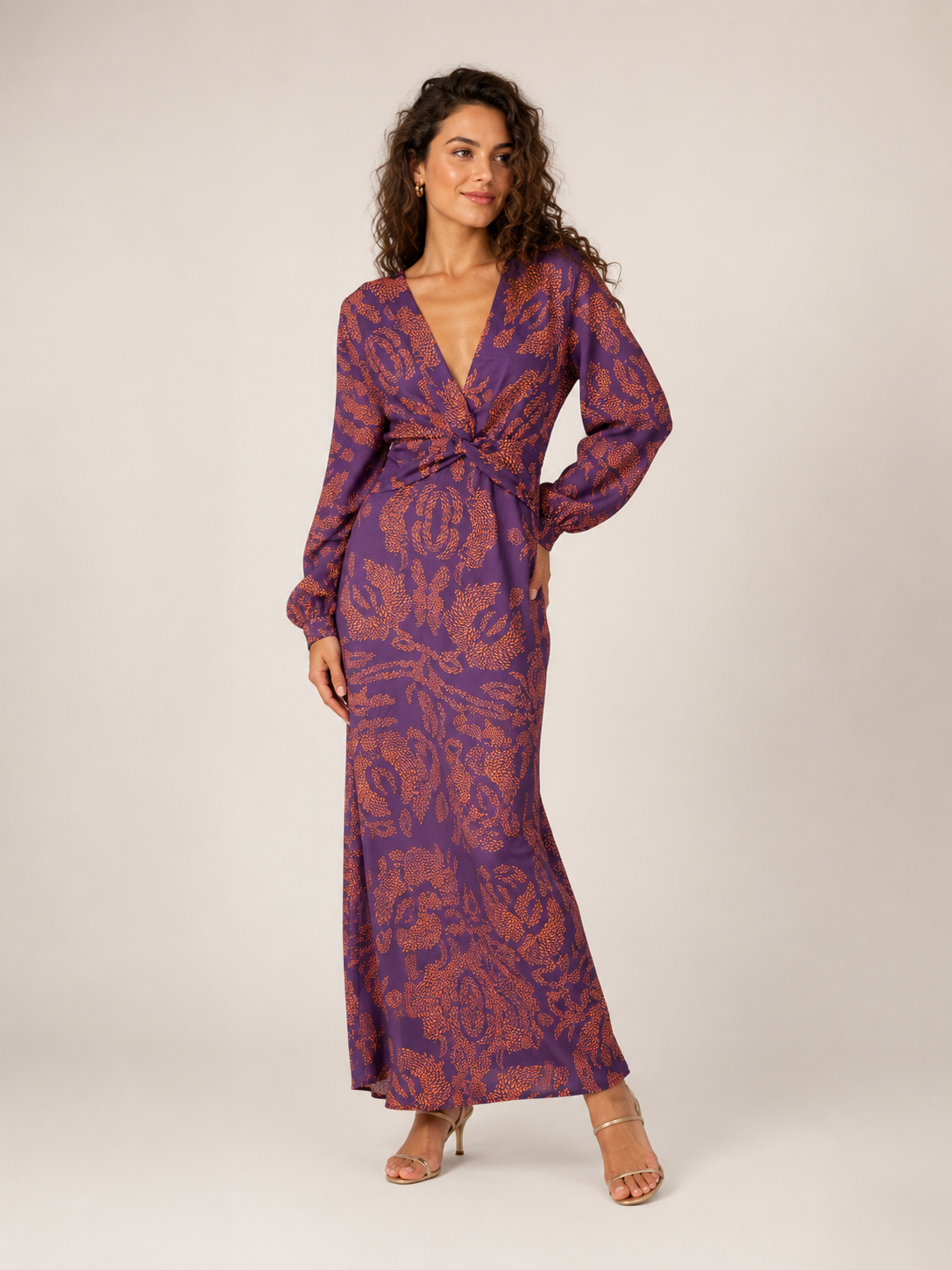 Saskia | Floral Print Button-Front Midi Dress