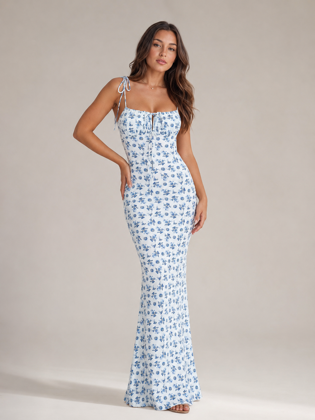 Maeve | Floral Print Bow Detail Maxi Dress