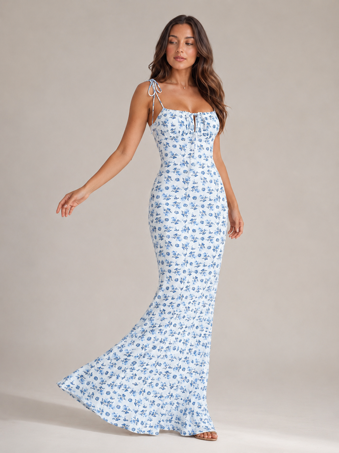 Maeve | Floral Print Bow Detail Maxi Dress