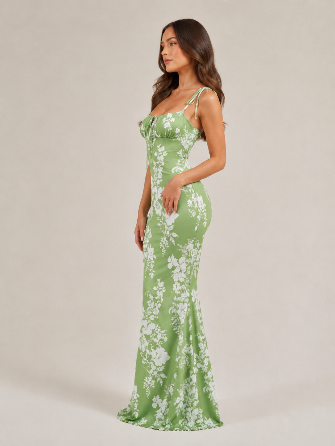 Maeve | Floral Print Bow Detail Maxi Dress