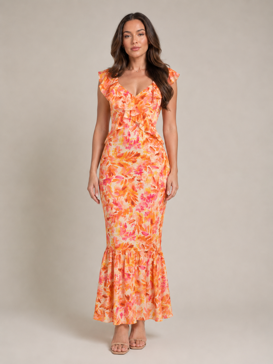 Sofia | Sleeveless Floral Print V-Neck Maxi Dress