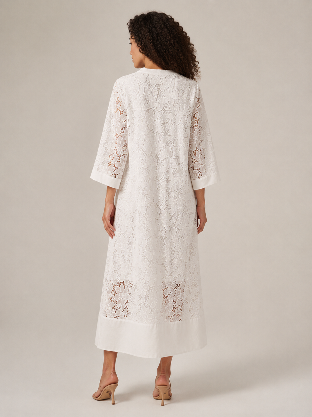 Estrella | Lace 3/4 Sleeve High Collar Mini Dress