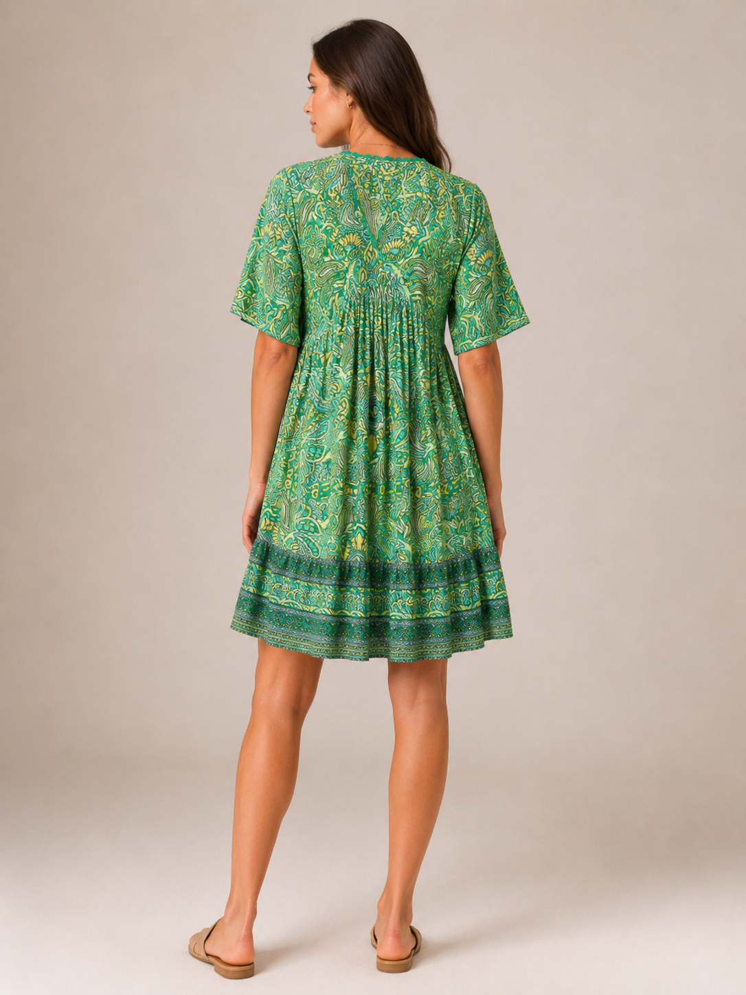 Priya | V-Neck All Over Print Boho Mini Dress