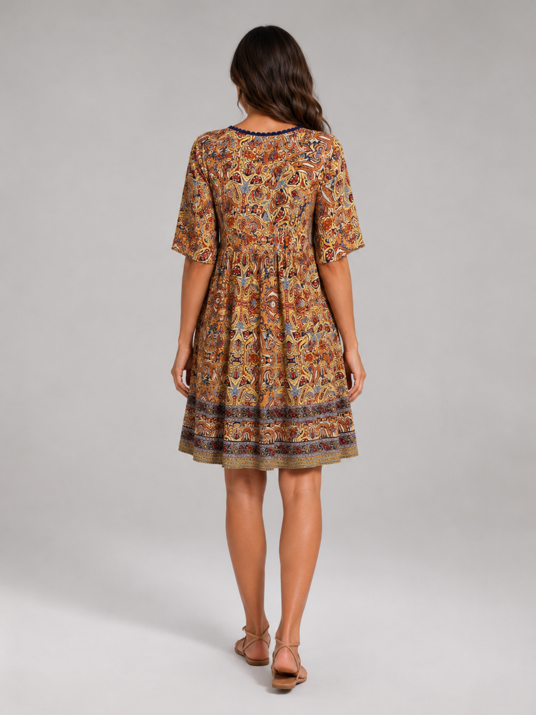 Priya | V-Neck All Over Print Boho Mini Dress
