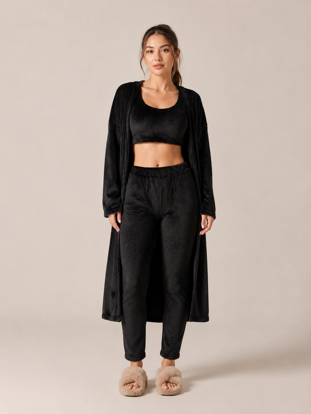 Priya | Three-Piece Plush Fleece Lounge Set