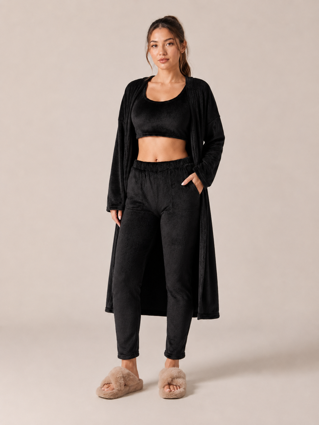 Priya | Three-Piece Plush Fleece Lounge Set
