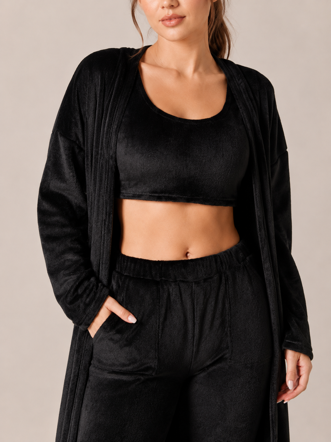 Priya | Three-Piece Plush Fleece Lounge Set