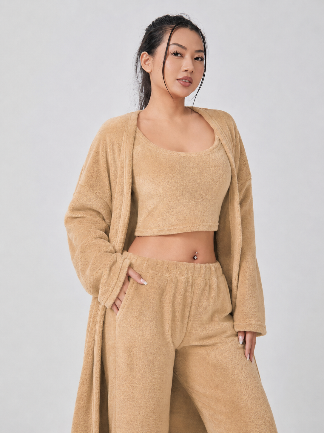 Priya | Three-Piece Plush Fleece Lounge Set