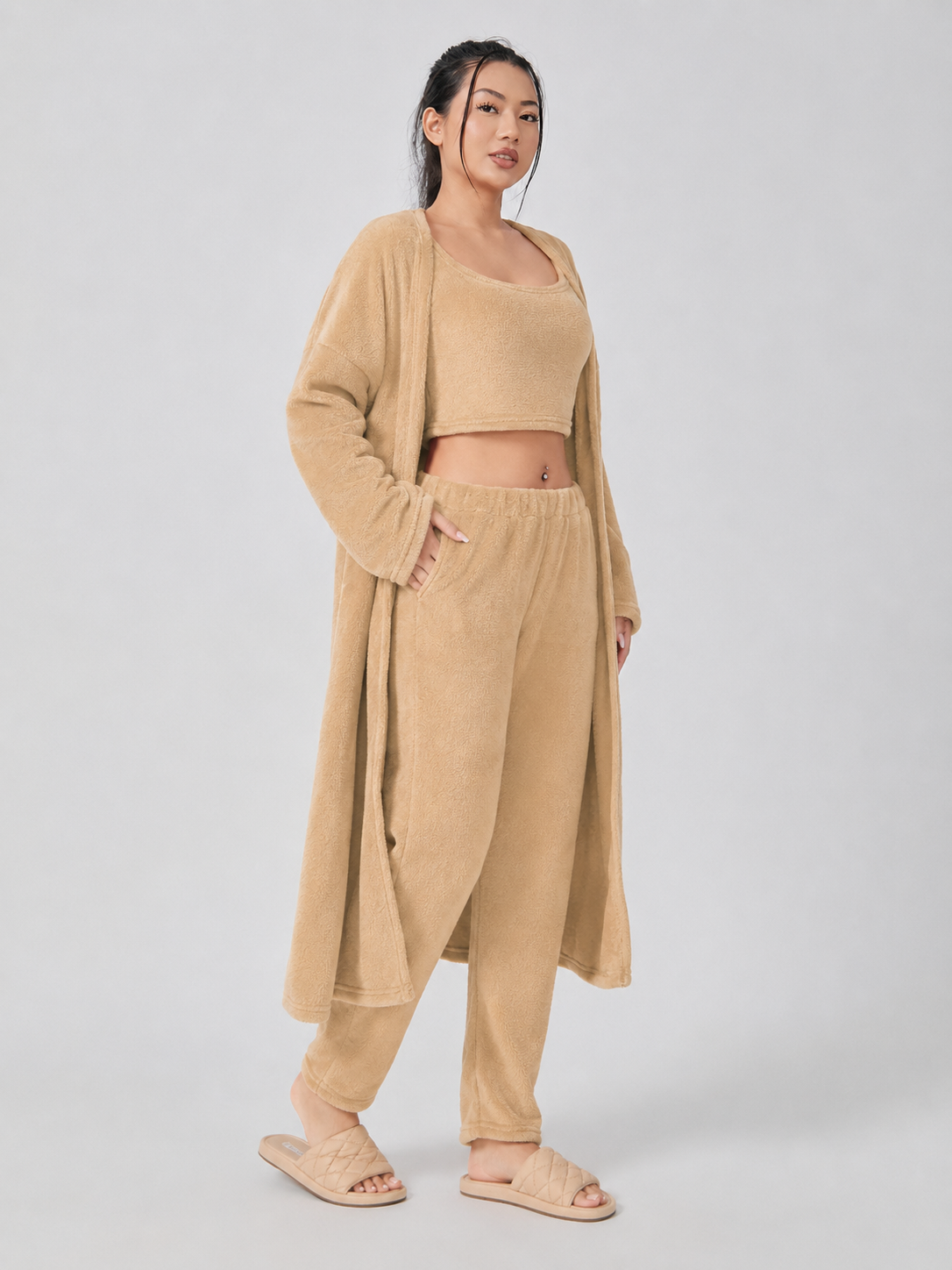 Priya | Three-Piece Plush Fleece Lounge Set