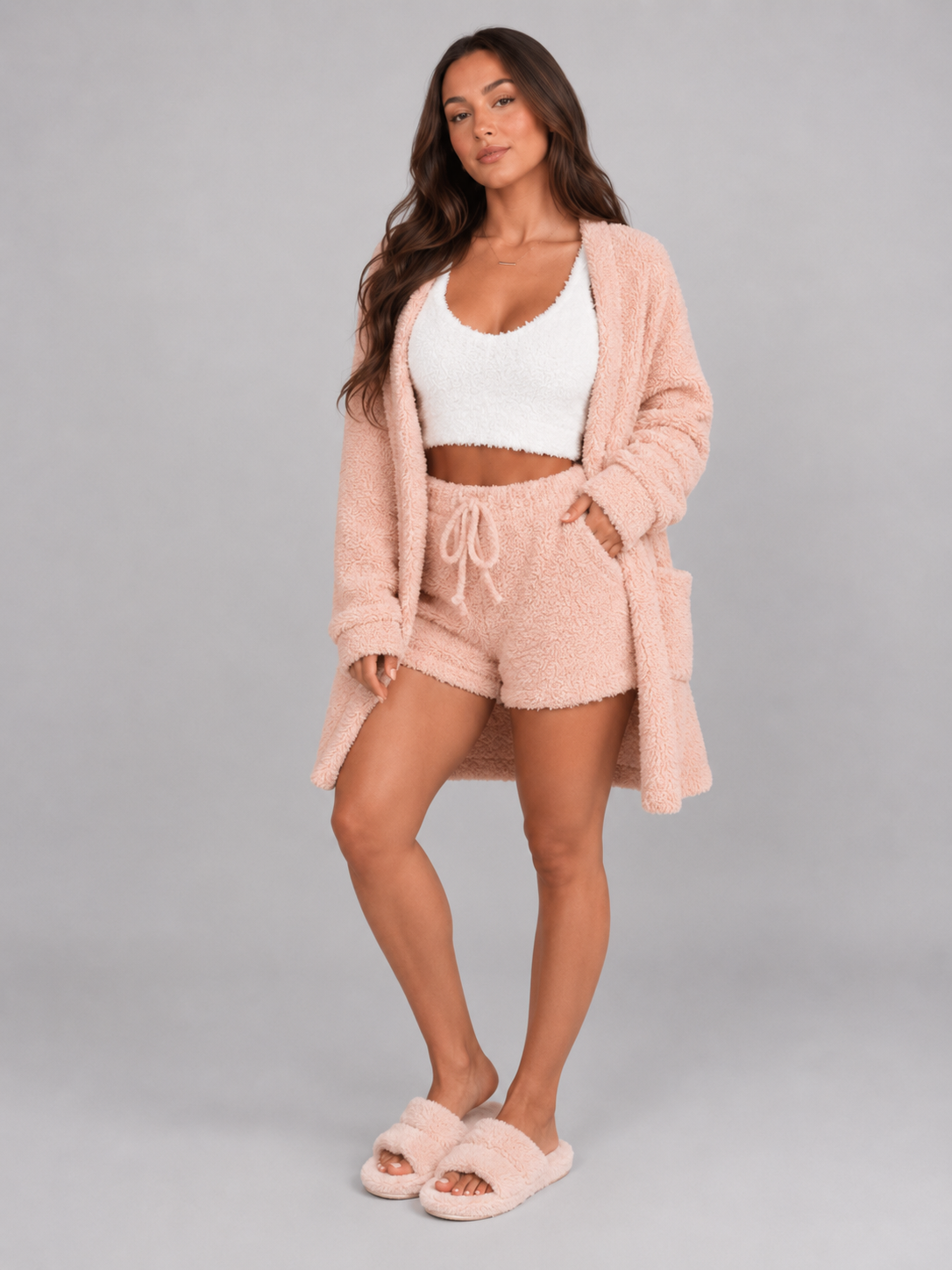 Mariana | Velour Crop Top Three-Piece Pyjama Set