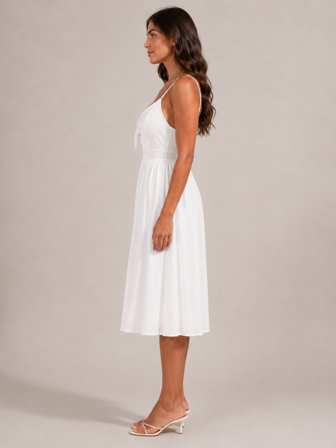 Pia | Button-Front Bow Detail Midi Dress