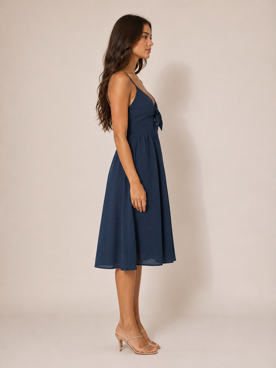 Pia | Button-Front Bow Detail Midi Dress